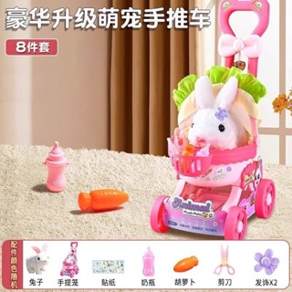兒童模擬手推車 兔子毛絨玩具 玩偶 寶寶 模擬手推車 生日禮物 過傢傢玩具 購物車玩具 家家酒玩具 模擬娃娃 洋娃娃