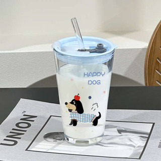 飲料杯 大象杯 ins風卡通大容量玻璃杯簡約吸管杯上班族咖啡杯女高顏值帶蓋水杯