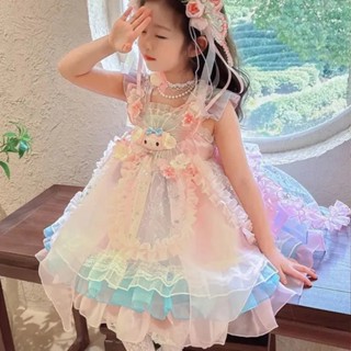 阿蓮家 上線 熱賣 2506 美樂蒂女童蘿莉塔公主裙夏季甜美洋裝生日禮服蓬蓬紗裙洋氣裙子