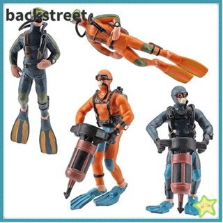 BACKSTREET模擬潛水員微型模型,ＰＶＣ藍色橙子潛水員模型,海底探索娃娃場景模擬娃娃兒童禮品