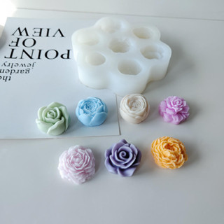 花模具矽膠,7 腔玫瑰牡丹軟糖模具,用於果凍巧克力蛋糕裝飾,3D 蠟燭肥皂矽膠模具花卉環氧樹脂澆注粘土模具手工藝術