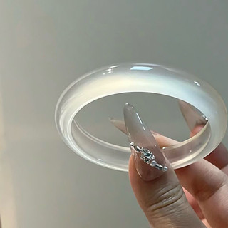 緬甸白月光手鐲氣質精品白月光玻璃種冰透貓眼手鐲三玉鐲子緬甸白月光手鐲,優雅精品白月光玻璃20250523