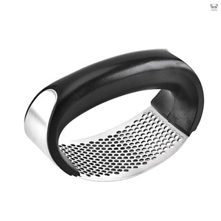 多功能手動創意蒜泥器 捻蒜器 磨蒜器 搗蒜器 廚房工具 不鏽鋼弧形設計 銀黑色