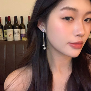 【HOT 本舖】 輕奢小眾超閃長款流水蝴蝶耳環女閃鑽時尚百搭氣質珍珠耳釘耳飾品