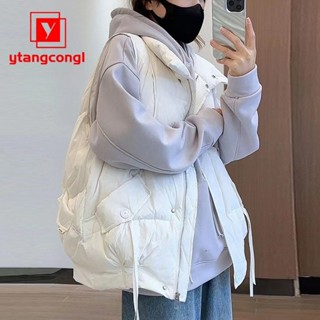 24小時出貨40-80公斤可穿大尺碼白鴨絨羽絨背心外套女 韓版大尺碼寬鬆羽絨馬甲外套 休閒洋氣白鴨絨背心外套