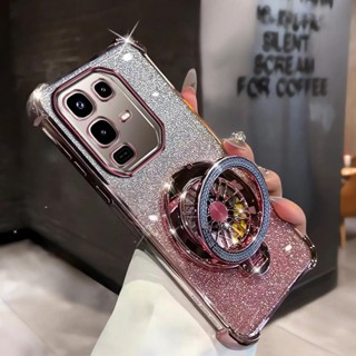 Infinix Note 50 X6858 50 Pro X6855手機殼旋轉陀螺設計支架外殼創意豪華電鍍漸變閃光矽膠軟