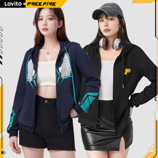 LOVITO X FREE FIRE 女士休閒字母圖案拉鍊運動衫 LFFB1FF002
