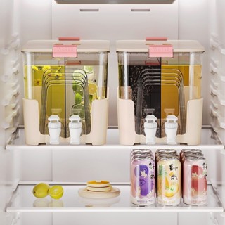 卡扣冷水壺家用防摔耐高溫帶腳架大容量冷飲桶透明帶蓋冰箱涼水壺