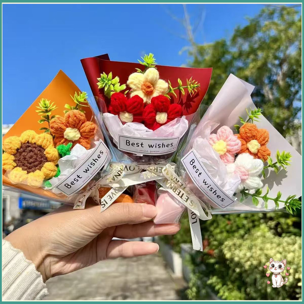教師節花束迷你毛線花仿真清新小花束生日送媽媽母親節小禮物伴手禮搭配520