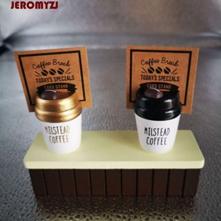 JEROMYZJ5件名片便條夾,創意木質的菜單檔案夾,時尚的咖啡杯形手工製作號碼牌支架價格標籤