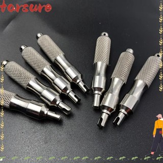 TARSURE 輪胎維修螺絲刀,帶鑰匙圈防銹輪胎氣門嘴扳手,汽車摩托車耐用不銹鋼通用輪胎維修工具