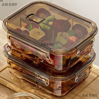 AMEMY2024玻璃便當飯盒微波爐可熱分格上班族帶飯專用保鮮盒大容量便攜便當