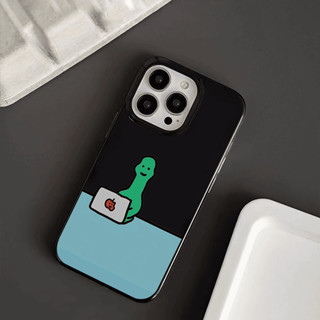 工作的綠色小怪獸手機殼適用於 iPhone 14Pro 12 16ProMax 11 13ProMax XS 14Pro