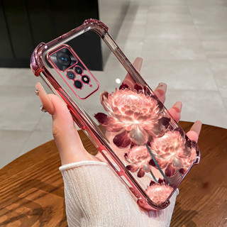 Redmi Note 11 11s pro 4G 5G手機殼發光蓮花四角矽膠TPU透明軟殼HLH手機殼