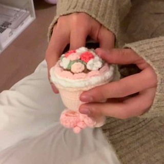 乾燥花束 針織花束 畢業花束 新娘娃娃花束公仔毛線鉤織手工diy材料包會翻轉迷你口袋永生花束