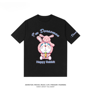 現貨100%純棉哆啦a夢聯名T恤短袖日系寬鬆卡通圖案機器貓衣服短袖情侶裝潮