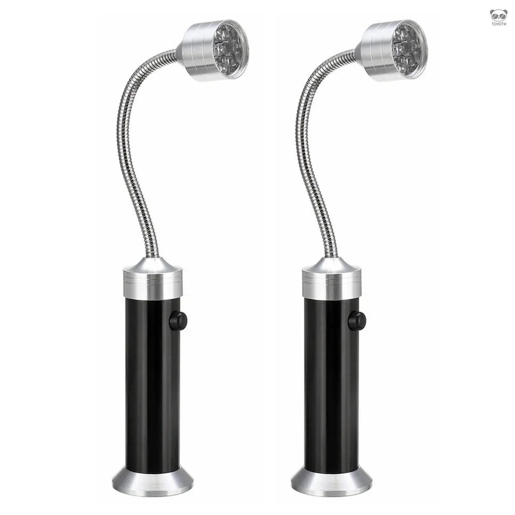 9LED燒烤燈 帶磁鐵工具燈 可彎曲軟管工作燈 手電筒 維修燈 塑膠禮盒2個裝 黑色 不帶電池出貨