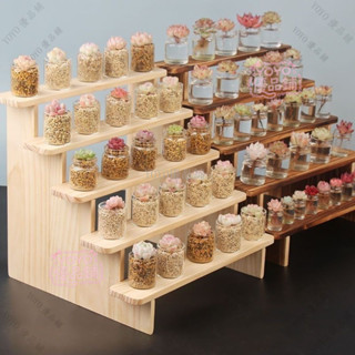 實木展示架飾品桌麵收納手辦泡泡瑪特盲盒公仔展示架玩偶多肉綠植階梯架子 手辦展示架 多肉階梯架子 桌麵展示臺qct6r0