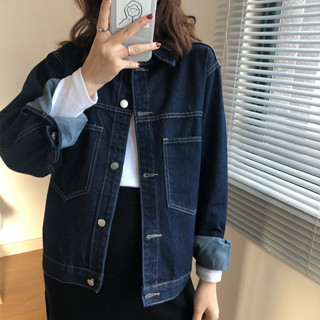 【Season Wardrobe】大碼牛仔外套女春秋韓版復古明線設計bf寬鬆百搭夾克上衣潮in