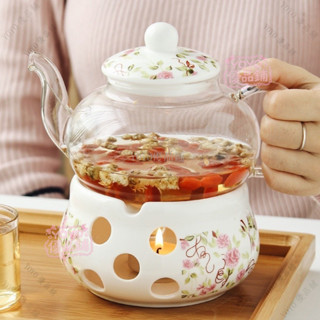茶道 陶瓷 花茶壺 花茶具 透明杯 玻璃 花草 水果 花果茶壺 耐熱蠟燭 加熱 套裝 花果茶具 陶瓷杯具qct6r0