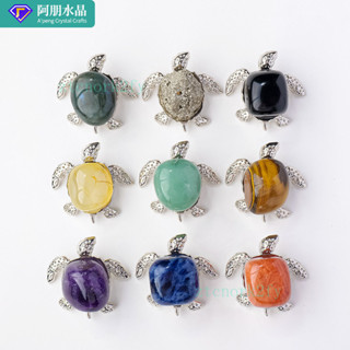 ✨ 天然水晶 工藝品 居家擺件 ✨天然水晶原石烏龜擺件水晶滾石金小烏龜傢居裝飾可愛小擺件 TRSST