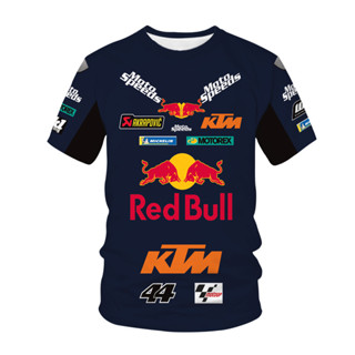 RED BULL 2022 KTM T恤上衣夏季休閒圓領大碼S-5XL汽車俱樂部男士運動紅牛T恤摩托車隊騎行短袖運動外套