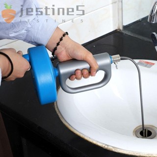 JESTINE下水道管道柱塞疏通器,手持式3/4/5/7米排水管疏通器,可伸縮專業的蛇形彈簧管堵塞清除器