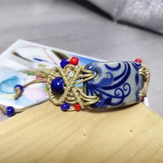 森林復古青花瓷手鍊手工編織清新甜美文藝陶瓷手鍊系復古青花瓷片手鍊手工編織小清新甜美文藝禮物陶瓷手鍊手繩LYJ25.6.1