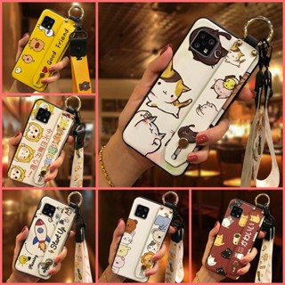 腕帶軟殼手機殼適用於夏普 Aquos Sense6 矽膠掛繩後蓋可愛腕帶防震保護手機套卡通防汙耐用支架