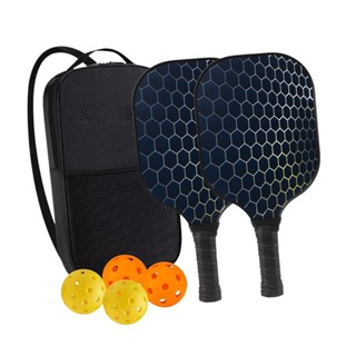 [isuwaxal6] Pickleball 槳組 2 個槳訓練專業用 2 個球拍 4 個泡菜球練習玻璃纖維