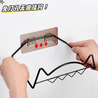 臺灣出貨 免打孔掛鉤雙排掛鉤貼牆強力無痕爪扣臥室廚房衛生間防水置物架片 日用百貨