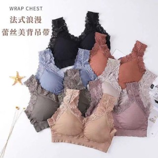 《現貨下單》春夏性感美背蕾絲邊抹胸無鋼圈集中爆乳內衣女學生防走光裹胸背心胸罩大胸內衣無鋼圈內衣內衣背心蕾絲內衣涼感內衣