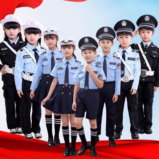 【現貨】兒童警察幼兒園制服衣服角色扮演交警軍裝警官套裝服裝表演服女童 ZSN