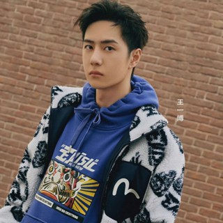 王一博100%純棉藍色大學T男女連帽2021寬鬆百搭刷毛外套潮Ready stock✨0614✨