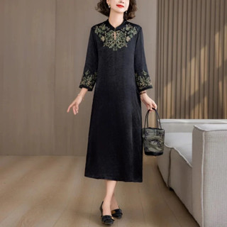 女士奧黛旗袍刺繡越南傳統宴會晚禮服舞臺演出服