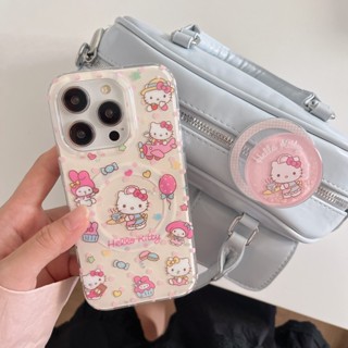 Wave Dots 咖啡貓 Kitty 薄膜支架 TPU 保護套適用於 Apple IPhone 16 15 14 13