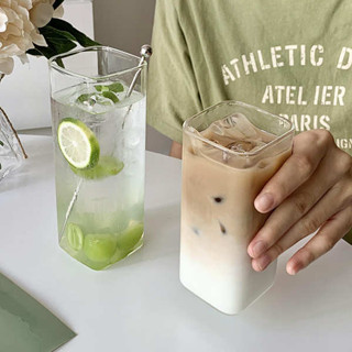 玻璃瓶水壺 咖啡隨行杯 長方形玻璃杯子家用喝水杯透明ins風咖啡牛奶杯夏季冷飲料四方杯
