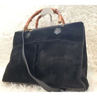 GUCCI 古馳 手提包 竹節系列 麂皮 2way mercari 日本直送 二手