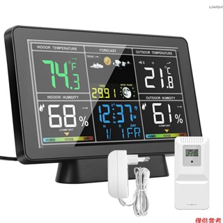彩屏氣象站、溫濕度計氣象時鐘,帶月相顯示、大氣壓力顯示、無線電時間自動
