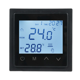 (有頻道) 面板數顯溫控器 家用地暖溫度控制 電纜電暖採暖 電暖控制器 帶LED觸控式螢幕 NTC溫度傳感器 支援溫度切換