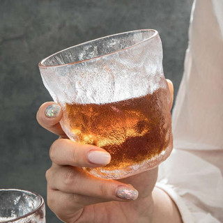 玻璃瓶水壺 咖啡隨行杯 玻璃杯冰川紋杯子透明高顏值水杯女夏季家用果汁飲料啤酒杯ins風