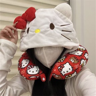 現貨×護頸枕× helloKitty貓 u型枕 少女心飛機旅行護枕助眠睡連帽毛絨玩具凱蒂貓