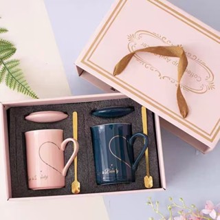 臺灣出貨 結婚對杯 馬克杯禮盒 情侶對杯 有意義的禮物 陶瓷杯子 高顏值對杯 咖啡杯 情侶杯禮盒款 禮品水杯 630