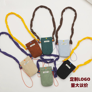 客製化 手機包 燈芯絨小包 韓式 小眾複古手機包 定製LOGO 撞色單肩斜挎女包包印圖案
