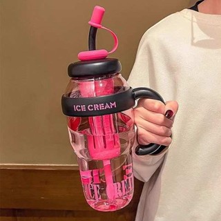 大象杯 飲料杯 夏季高顏值女生大麥克水杯頓頓桶奶茶杯可愛吸管杯大容量塑膠水壺