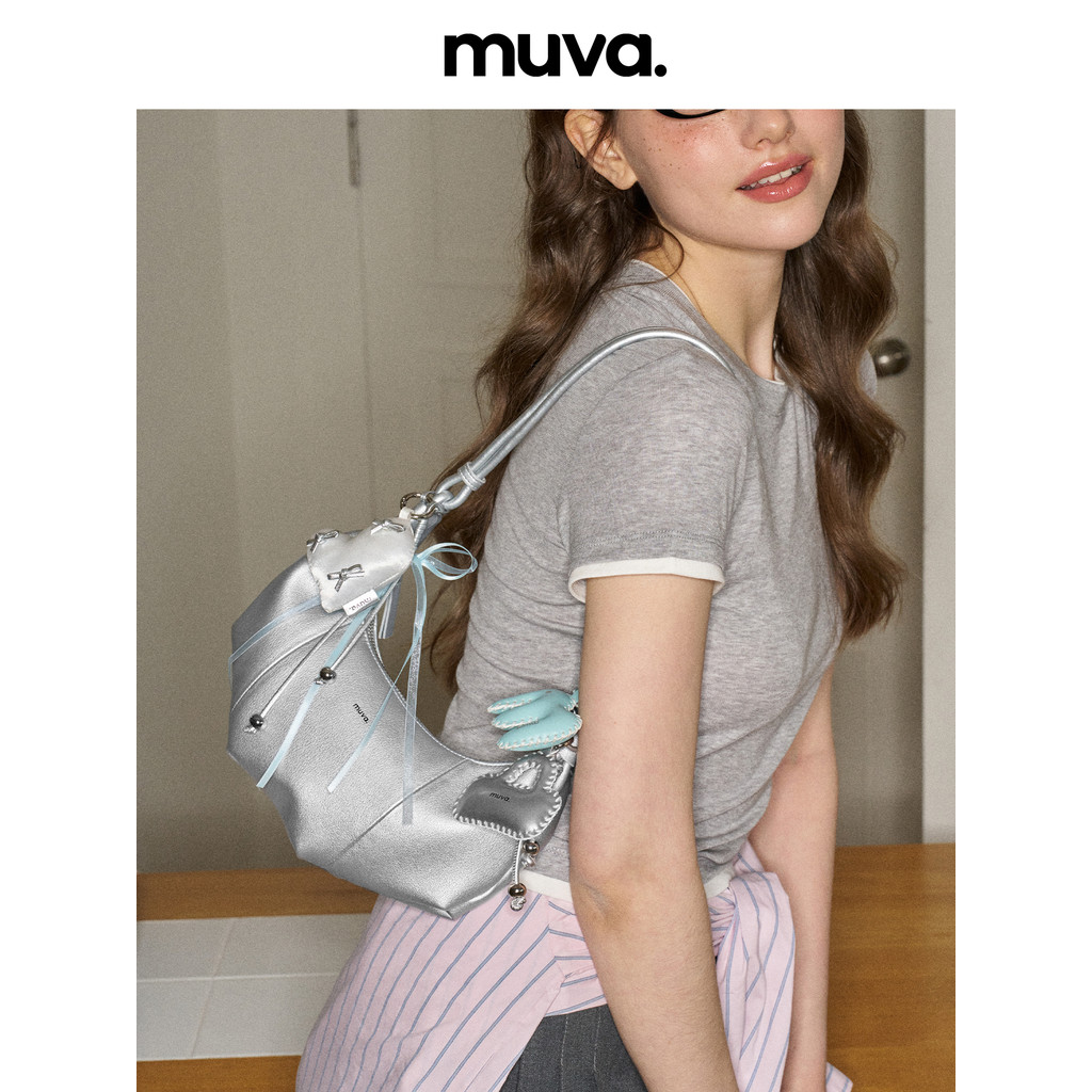 MUVA牛角包小號 腋下包單肩斜挎包真皮包包女通懃高級感3.14新品