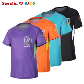 Santic 兒童騎行服男孩女孩速乾透氣健身運動自行車短袖上衣