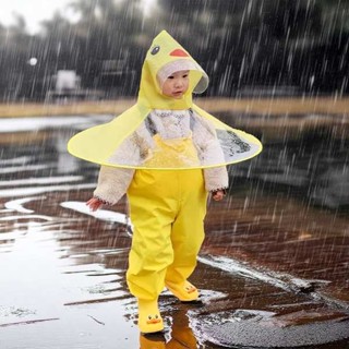 兒童雨衣 輕便雨衣 可愛 兒童雨衣小黃鴨飛碟寶寶斗篷式男童女童幼兒園雨褲安吉遊戲服套裝