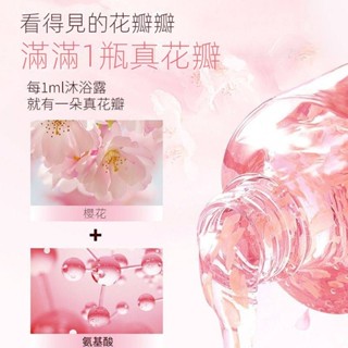 臺灣出貨 花森漫櫻花香氛花瓣沐浴露 煙醯胺保濕沐浴乳 持久留香 香水沐浴乳 泡沫豐富 細膩綿密運動後清潔 旅行攜帶