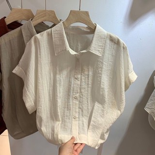 熱賣！F&X 個性襯衫法式捲邊女2025年夏季新款寬鬆小眾設計減齡短袖小衫上衣
